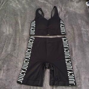 Black Juicy Biker Shorts Matching Workout Set
